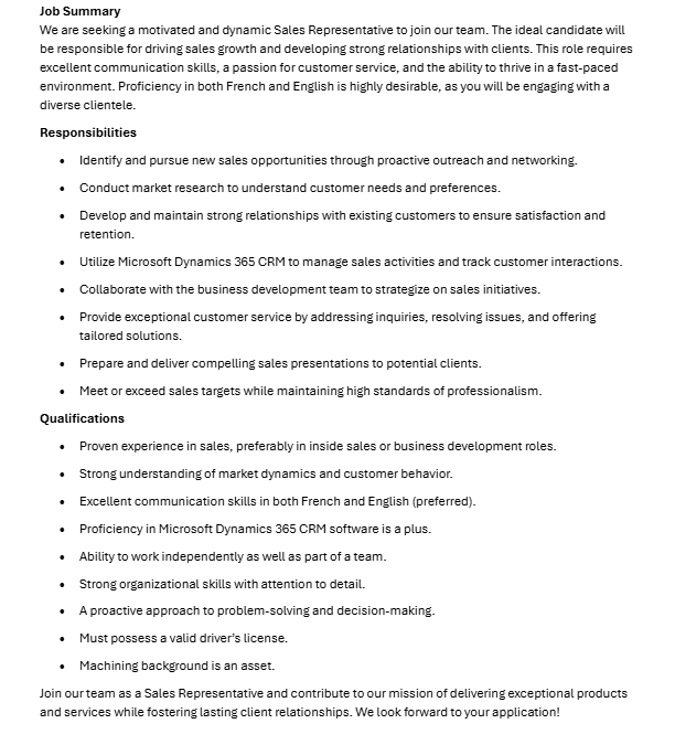 thumbnail of Sales rep job summary